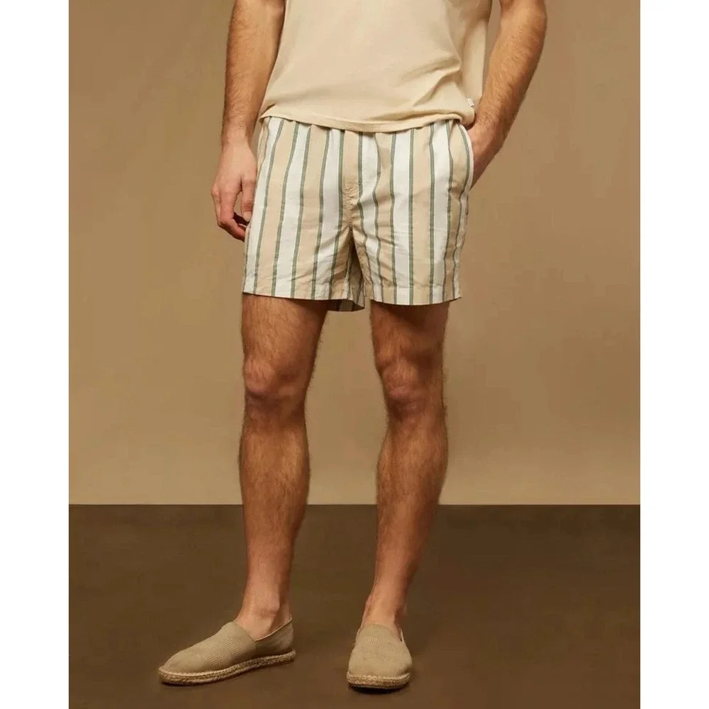 Onia Men's Small Multicolor Striped Poplin Pajama Shorts - Picture 1 of 10